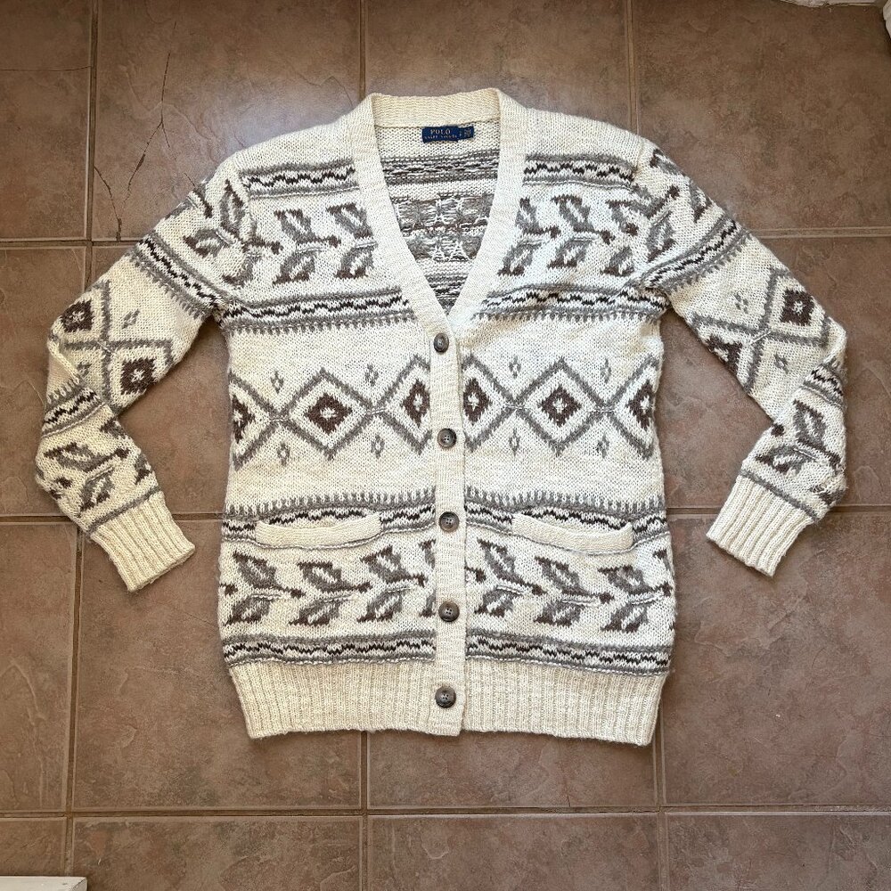 Polo Ralph Lauren Women's Nordic Wool Alpaca Cardigan Sweater Small EUC